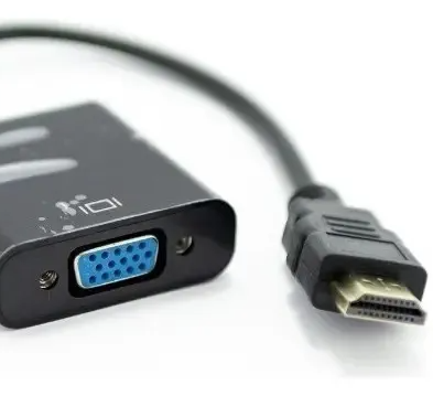 Conversor Hdmi Macho A Vga Hembra + Cable 3.5 Mm Negro Con Audio